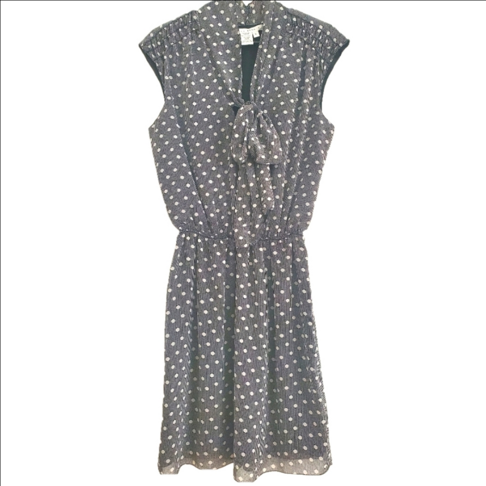 MAX STUDIO Polka Dot Tie Front lighweight Dress Size L  Midi/mini